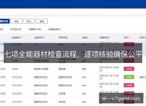 七项全能器材检查流程，逐项核验确保公平
